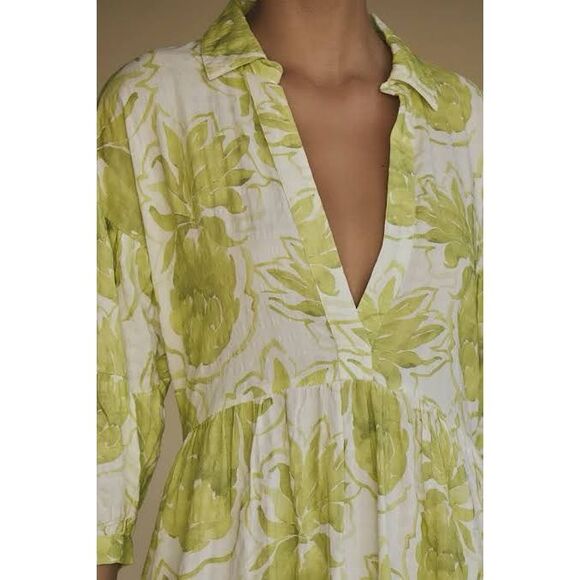 New Anthropologie The Carolita Printed Tiered Shirt Dress sz small - Picture 3 of 9